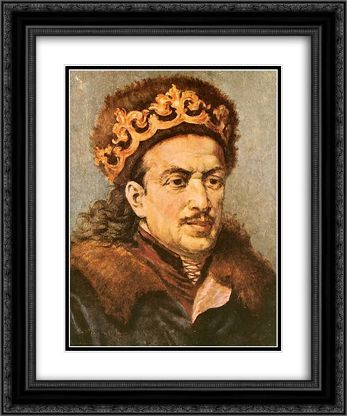 Casimir Jagiellonian 20x24 Black Ornate Wood Framed Art Print Poster with Double Matting by Matejko, Jan