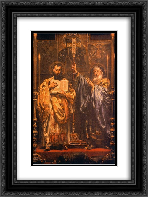 Cyril and Methodius 18x24 Black Ornate Wood Framed Art Print Poster with Double Matting by Matejko, Jan