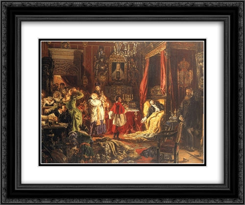 Death of Sigismund Augustus at Knyszyn 24x20 Black Ornate Wood Framed Art Print Poster with Double Matting by Matejko, Jan