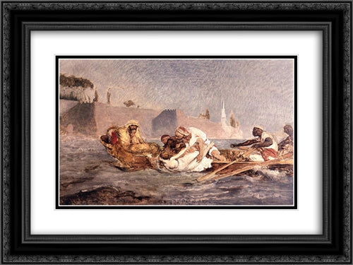 Drowned in Bosphorus 24x18 Black Ornate Wood Framed Art Print Poster with Double Matting by Matejko, Jan