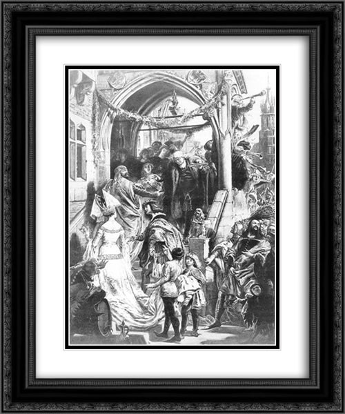 Feast Wierzynek 20x24 Black Ornate Wood Framed Art Print Poster with Double Matting by Matejko, Jan