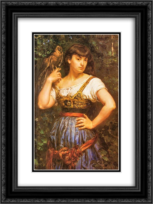 Helena Sparrowhawk 18x24 Black Ornate Wood Framed Art Print Poster with Double Matting by Matejko, Jan