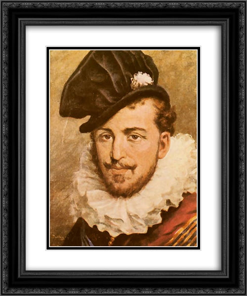 Henry Valois 20x24 Black Ornate Wood Framed Art Print Poster with Double Matting by Matejko, Jan