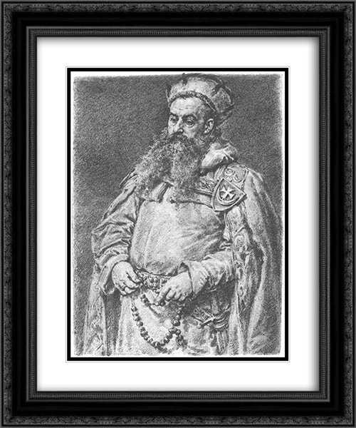 Henryk Brodaty 20x24 Black Ornate Wood Framed Art Print Poster with Double Matting by Matejko, Jan