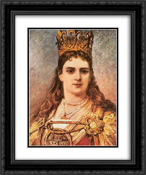 Jadwiga 20x24 Black Ornate Wood Framed Art Print Poster with Double Matting by Matejko, Jan