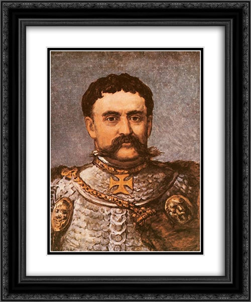 Jan III Sobieski 20x24 Black Ornate Wood Framed Art Print Poster with Double Matting by Matejko, Jan