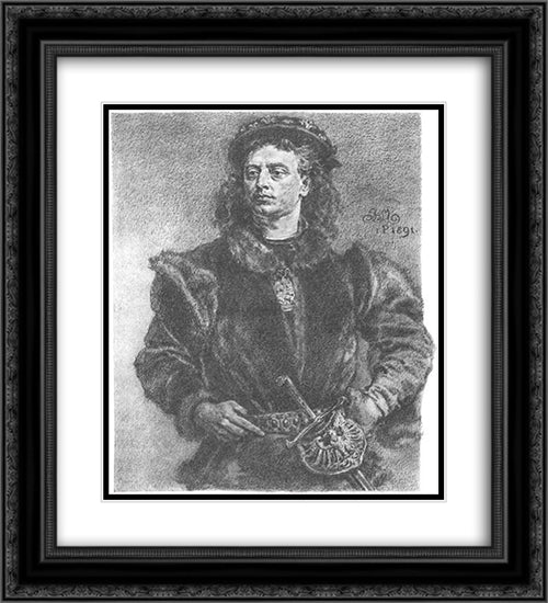 Jan Olbracht 20x22 Black Ornate Wood Framed Art Print Poster with Double Matting by Matejko, Jan