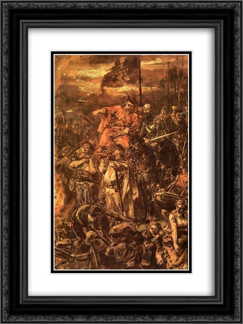 Jan Zizka 18x24 Black Ornate Wood Framed Art Print Poster with Double Matting by Matejko, Jan