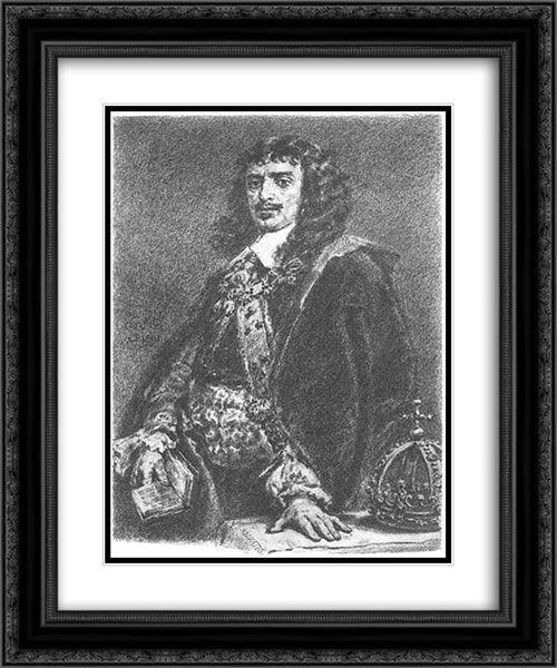 John II Casimir 20x24 Black Ornate Wood Framed Art Print Poster with Double Matting by Matejko, Jan