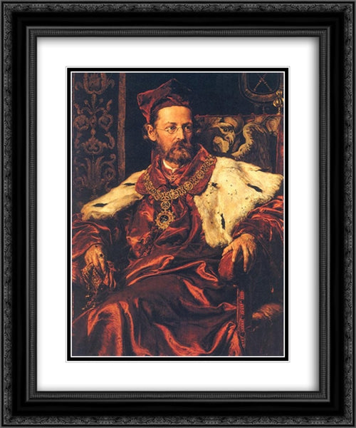 Jozef Szujski 20x24 Black Ornate Wood Framed Art Print Poster with Double Matting by Matejko, Jan