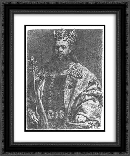 Kazimierz III Wielki 20x24 Black Ornate Wood Framed Art Print Poster with Double Matting by Matejko, Jan