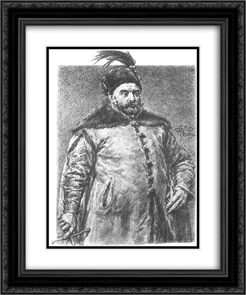 King Stefan Batory 20x24 Black Ornate Wood Framed Art Print Poster with Double Matting by Matejko, Jan