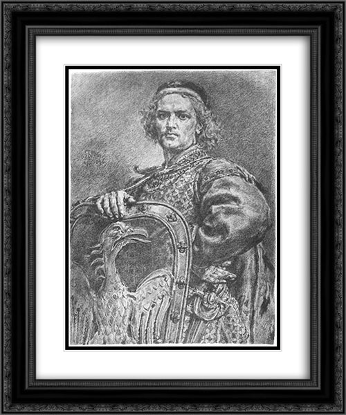 Leszek I the White 20x24 Black Ornate Wood Framed Art Print Poster with Double Matting by Matejko, Jan