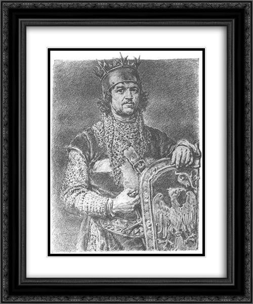 Leszek the Black 20x24 Black Ornate Wood Framed Art Print Poster with Double Matting by Matejko, Jan