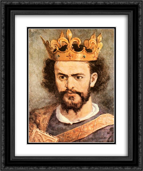 Louis of Anjou 20x24 Black Ornate Wood Framed Art Print Poster with Double Matting by Matejko, Jan