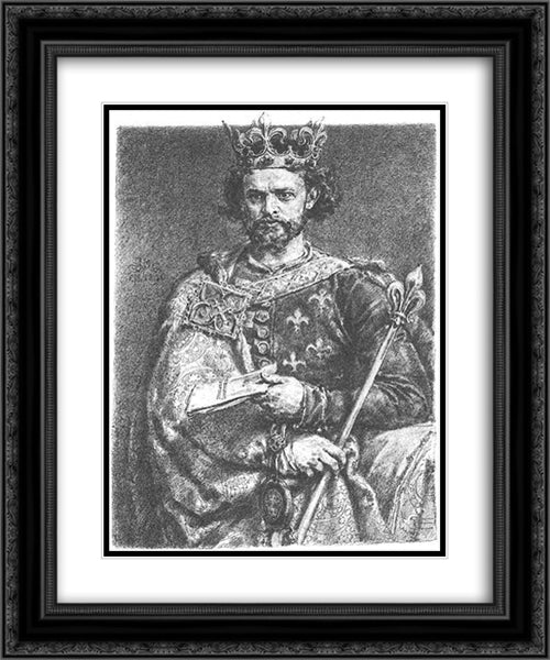 Louis the Hungarian 20x24 Black Ornate Wood Framed Art Print Poster with Double Matting by Matejko, Jan