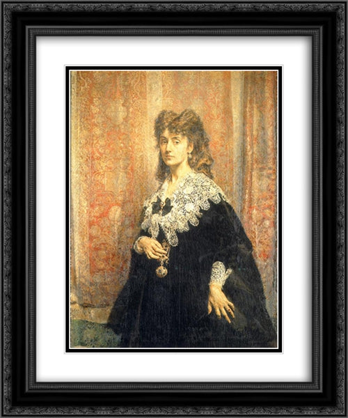 Maria Puslowska 20x24 Black Ornate Wood Framed Art Print Poster with Double Matting by Matejko, Jan