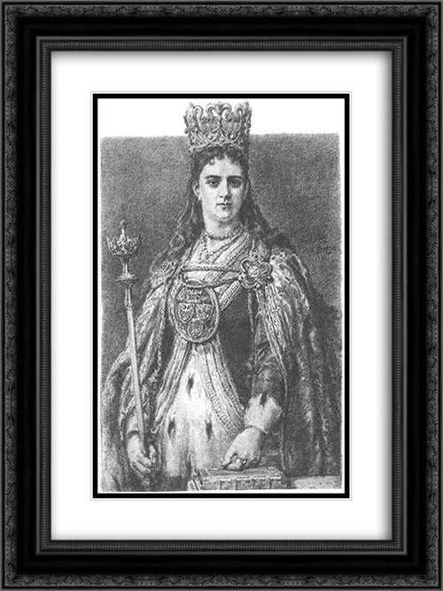 Matejko Jadwiga 18x24 Black Ornate Wood Framed Art Print Poster with Double Matting by Matejko, Jan