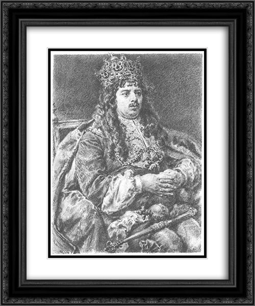 Michal Korybut Wi?niowiecki 20x24 Black Ornate Wood Framed Art Print Poster with Double Matting by Matejko, Jan