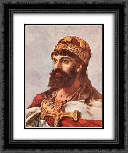 Mieszko I of Poland 20x24 Black Ornate Wood Framed Art Print Poster with Double Matting by Matejko, Jan