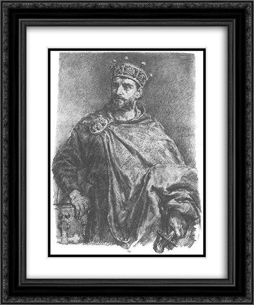 Mieszko II Lambert 20x24 Black Ornate Wood Framed Art Print Poster with Double Matting by Matejko, Jan