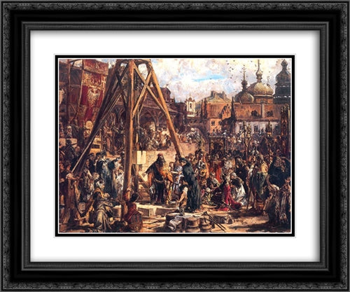 Occupation of Rus 24x20 Black Ornate Wood Framed Art Print Poster with Double Matting by Matejko, Jan