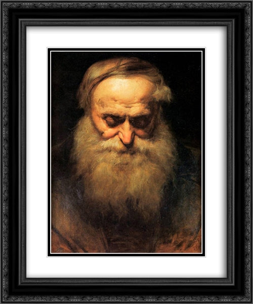 old man's head 20x24 Black Ornate Wood Framed Art Print Poster with Double Matting by Matejko, Jan