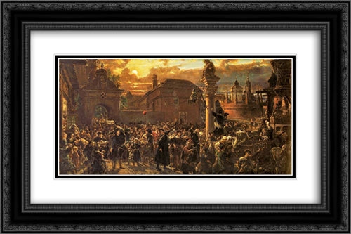 Output scholars from Krakow 24x16 Black Ornate Wood Framed Art Print Poster with Double Matting by Matejko, Jan