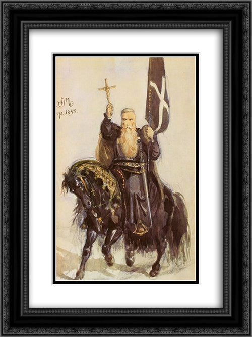 Peter the Hermit 18x24 Black Ornate Wood Framed Art Print Poster with Double Matting by Matejko, Jan