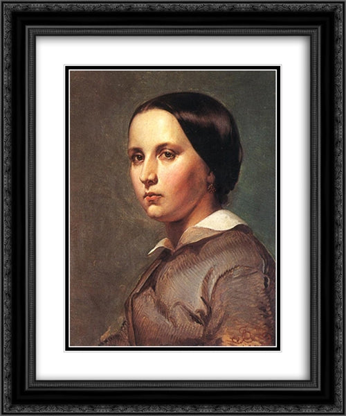 Portrait of sister 20x24 Black Ornate Wood Framed Art Print Poster with Double Matting by Matejko, Jan