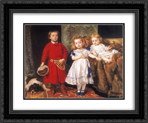 Portrait of three children 24x20 Black Ornate Wood Framed Art Print Poster with Double Matting by Matejko, Jan