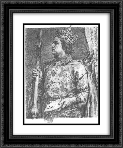 Przemysl II 20x24 Black Ornate Wood Framed Art Print Poster with Double Matting by Matejko, Jan