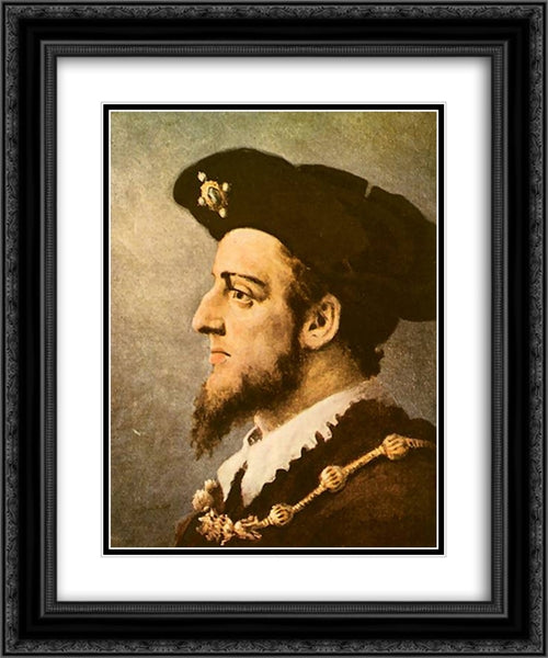 Sigismund Augustus 20x24 Black Ornate Wood Framed Art Print Poster with Double Matting by Matejko, Jan