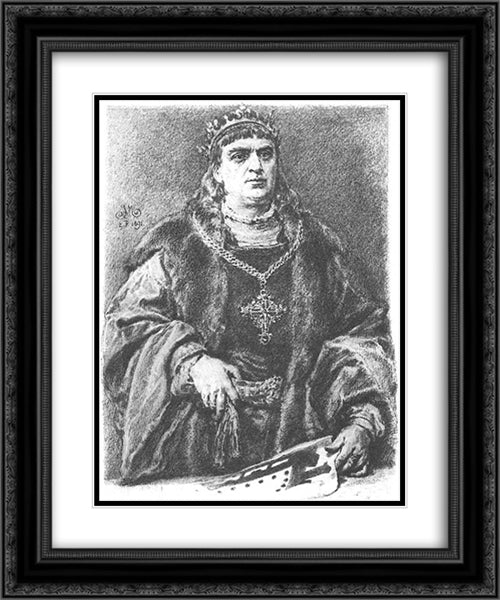 Sigismund I the Old 20x24 Black Ornate Wood Framed Art Print Poster with Double Matting by Matejko, Jan