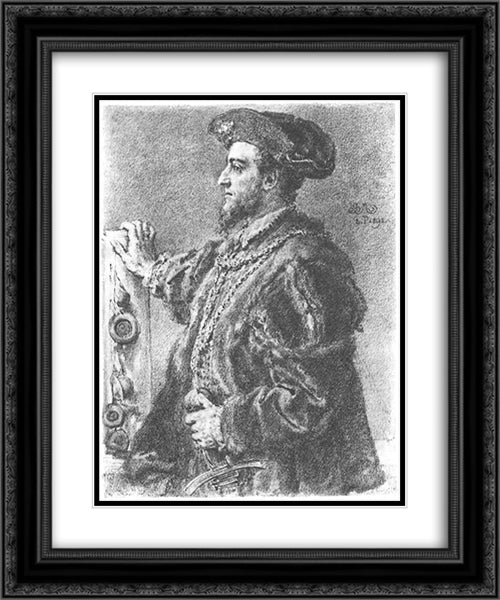 Sigismund II August 20x24 Black Ornate Wood Framed Art Print Poster with Double Matting by Matejko, Jan