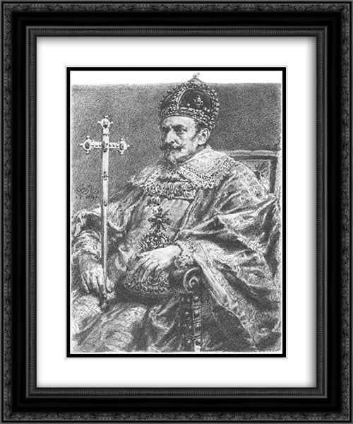 Sigismund III Vasa 20x24 Black Ornate Wood Framed Art Print Poster with Double Matting by Matejko, Jan