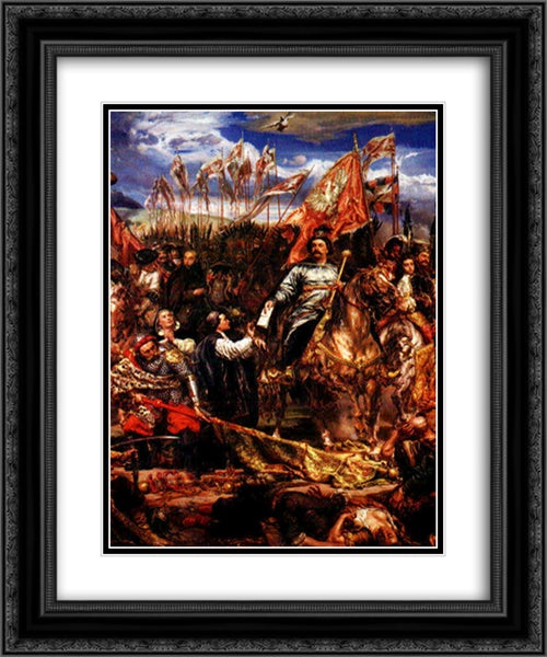 Sobieski at Vienna 20x24 Black Ornate Wood Framed Art Print Poster with Double Matting by Matejko, Jan