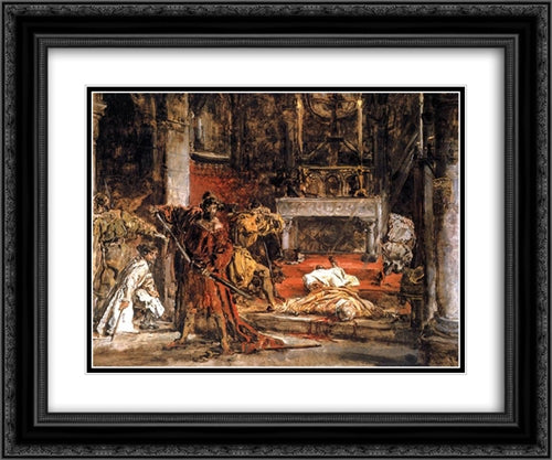 St Stanislaus killing 24x20 Black Ornate Wood Framed Art Print Poster with Double Matting by Matejko, Jan