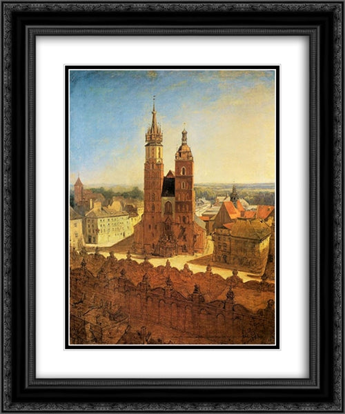 St. Mary's church 20x24 Black Ornate Wood Framed Art Print Poster with Double Matting by Matejko, Jan