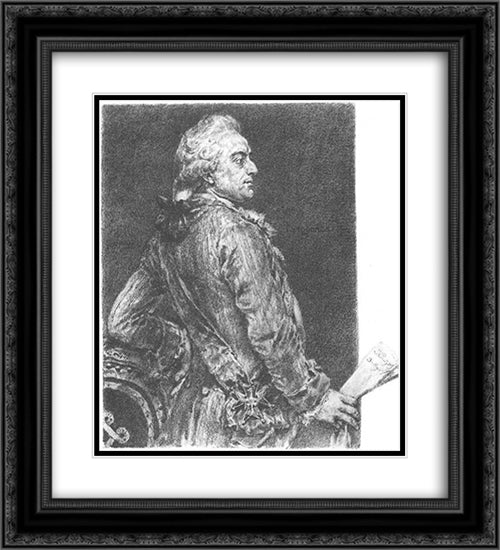 Stanislaw August Poniatowski 20x22 Black Ornate Wood Framed Art Print Poster with Double Matting by Matejko, Jan