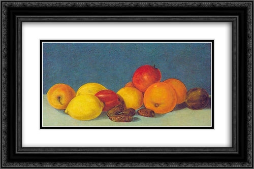 Still life 24x16 Black Ornate Wood Framed Art Print Poster with Double Matting by Matejko, Jan