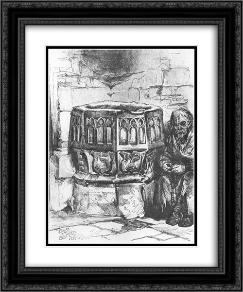 Stoup 20x24 Black Ornate Wood Framed Art Print Poster with Double Matting by Matejko, Jan