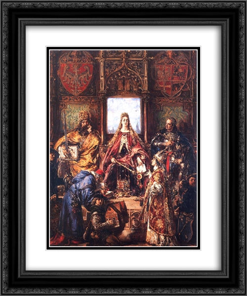 The Marriage of Jadwiga and Jagiello 20x24 Black Ornate Wood Framed Art Print Poster with Double Matting by Matejko, Jan