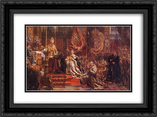 Vows John Kaz 24x18 Black Ornate Wood Framed Art Print Poster with Double Matting by Matejko, Jan