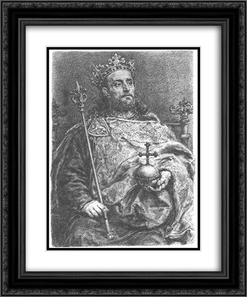 Wenceslaus II 20x24 Black Ornate Wood Framed Art Print Poster with Double Matting by Matejko, Jan