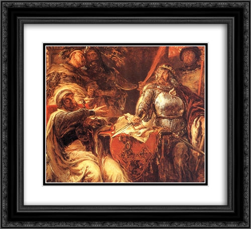 Wladyslaw the Short 22x20 Black Ornate Wood Framed Art Print Poster with Double Matting by Matejko, Jan