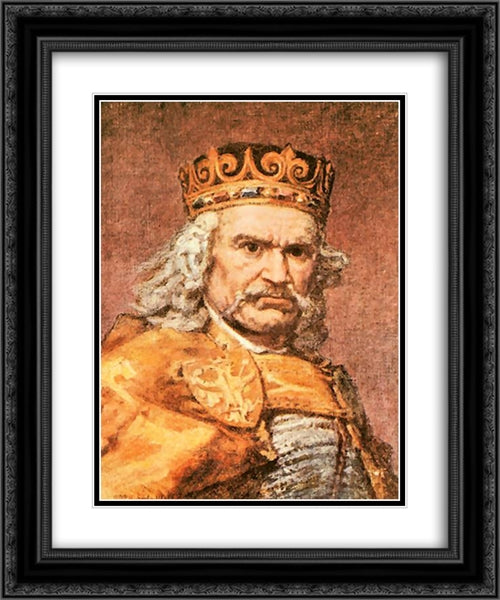 Wladyslaw the Short 20x24 Black Ornate Wood Framed Art Print Poster with Double Matting by Matejko, Jan