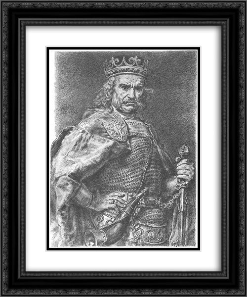 Wladyslaw the Short 20x24 Black Ornate Wood Framed Art Print Poster with Double Matting by Matejko, Jan