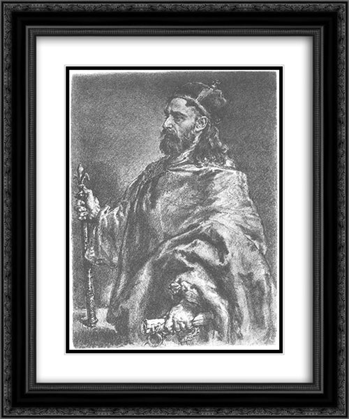 Wladyslaw Herman 20x24 Black Ornate Wood Framed Art Print Poster with Double Matting by Matejko, Jan