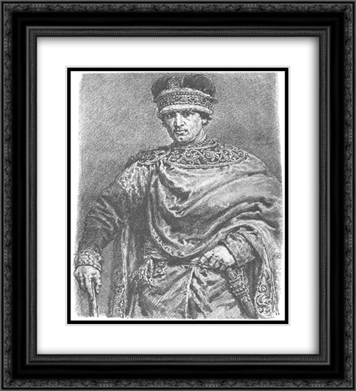 Wladyslaw II the Exile 20x22 Black Ornate Wood Framed Art Print Poster with Double Matting by Matejko, Jan